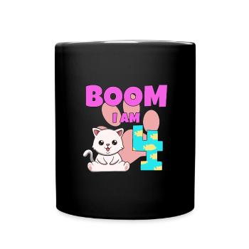 4th birthday cat - Full Colour Mug - black - Front