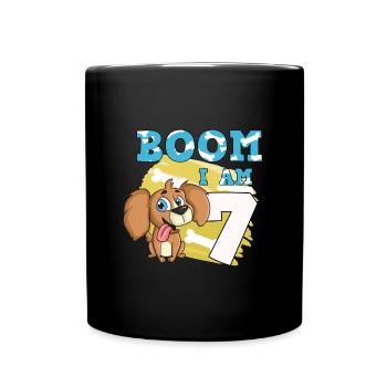 7. Geburtstag Hund - Tasse einfarbig - Schwarz - Vorne