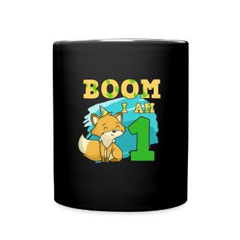 1st birthday fox - Full Colour Mug - black - Front