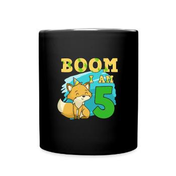 5. Geburtstag Fuchs - Tasse einfarbig - Schwarz - Vorne