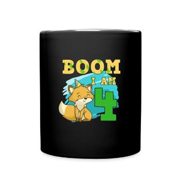 4th birthday fox - Full Colour Mug - black - Front