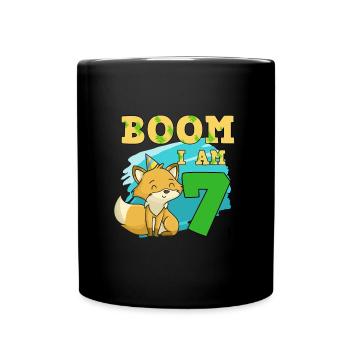 7. Geburtstag Fuchs - Tasse einfarbig - Schwarz - Vorne