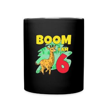 Girafe 6ème anniversaire - Mug uni - noir - Devant
