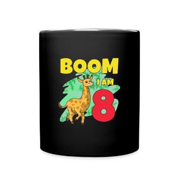 8th birthday giraffe - Full Colour Mug - black - Front