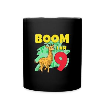 9th birthday giraffe - Full Colour Mug - black - Front
