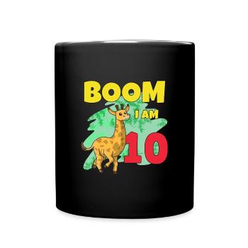 10th birthday giraffe - Full Colour Mug - black - Front