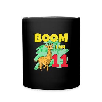 11th birthday giraffe - Full Colour Mug - black - Front