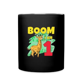 1er anniversaire girafe - Mug uni - noir - Devant