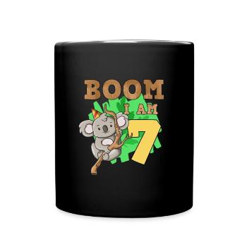 7. Geburtstag Koala - Tasse einfarbig - Schwarz - Vorne