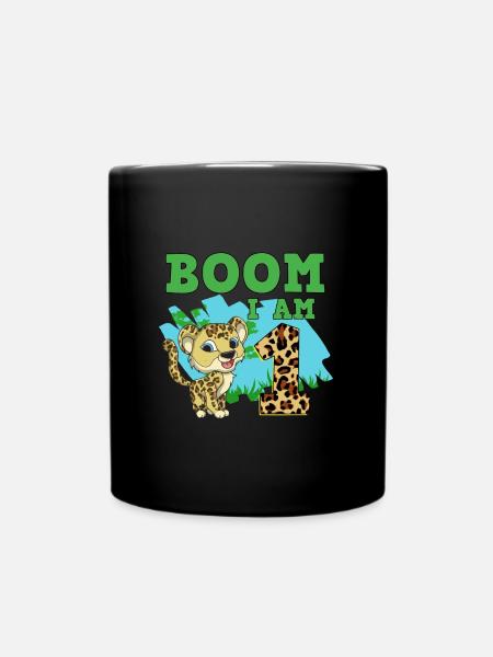 1. Geburtstag Leopard - Tasse einfarbig - Schwarz