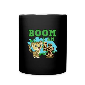 4th birthday leopard - Full Colour Mug - black - Front