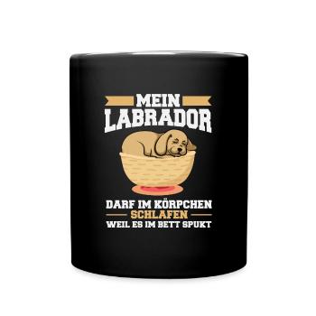 Labrador darf im Körbchen schlafen - Tasse einfarbig - Schwarz - Vorne