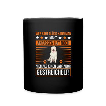 Labrador streicheln - Tasse einfarbig - Schwarz - Vorne