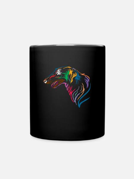 Borzoi Barsoi Farben Hund Hündchen - Tasse einfarbig - Schwarz