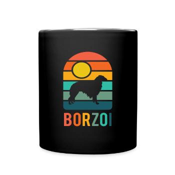 Borzoi Borzoi Retro Dog Pooch - Full Colour Mug - black - Front