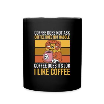 Sloth: coffee does not ask and babbles - Full Colour Mug - black - Front