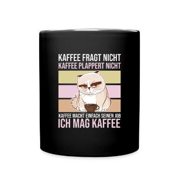 Katze Morgenmuffel Kaffee Kaffeliebe - Tasse einfarbig - Schwarz - Vorne