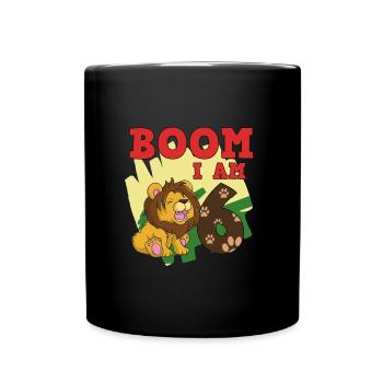 6. Geburtstag - Tasse einfarbig - Schwarz - Vorne