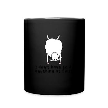 Schaf Spruch Lustg - Tasse einfarbig - Schwarz - Vorne