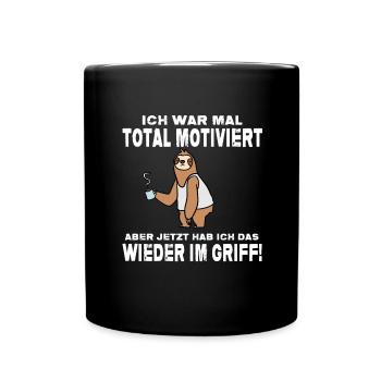 Sloth Lazy Motivation - Full Colour Mug - black - Front