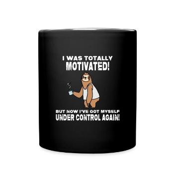 Sloth Lazy Motivation - Full Colour Mug - black - Front