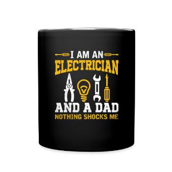 Mari Papa Électricien Héros - Mug uni - noir - Devant