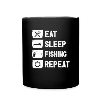 Fishing Hunting Fish Hook Hunter Rod Bait Bite - Full Colour Mug - black - Front
