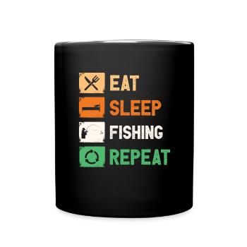Fishing Hunting Fish Hook Hunter Rod Bait Bite - Full Colour Mug - black - Front