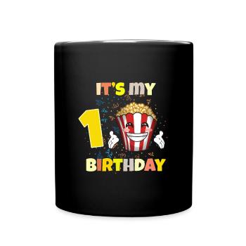 Es ist mein 1. Geburtstag - Tasse einfarbig - Schwarz - Vorne