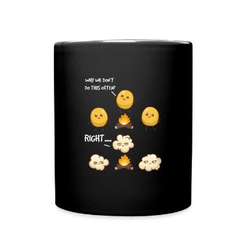 Popcorn Camping Witziges Zitat Popcorn - Tasse einfarbig - Schwarz - Vorne
