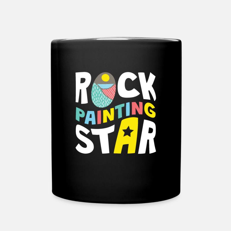 Rock Painting Star Steine Bemalen - Tasse einfarbig - Schwarz