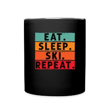 Skiers Downhill Mountains Ski Sports Skis Skiing - Full Colour Mug - black - Front