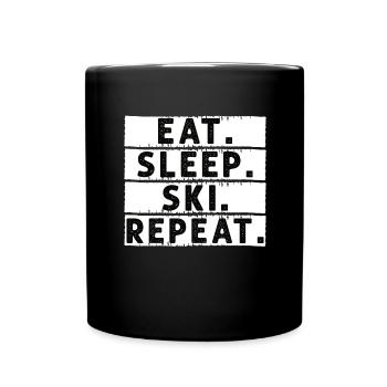 Skiers Downhill Mountains Ski Sports Skis Skiing - Full Colour Mug - black - Front