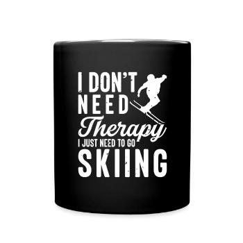 Skiers Downhill Mountains Ski Sports Skis Skiing - Full Colour Mug - black - Front