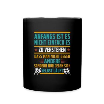 Laufen - Der Kampf gegen sich selbst - Tasse einfarbig - Schwarz - Vorne