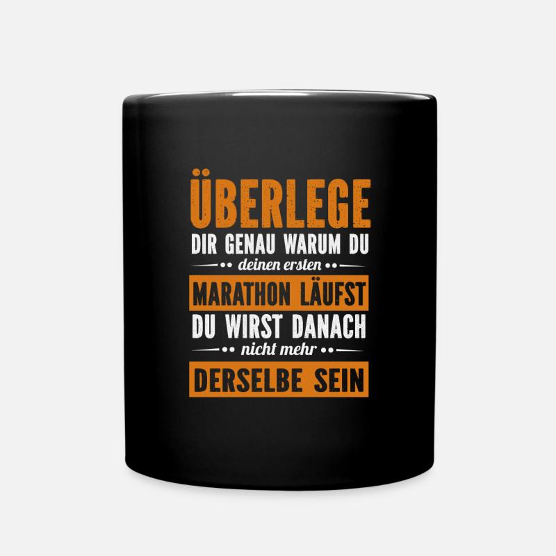 Erster Marathon - Tasse einfarbig - Schwarz