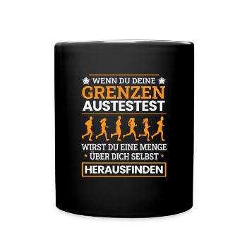 Laufen bis an deine Grenzen - Tasse einfarbig - Schwarz - Vorne