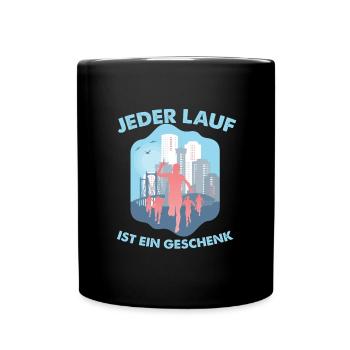 Jeder Lauf ist ein Geschenk - Tasse einfarbig - Schwarz - Vorne