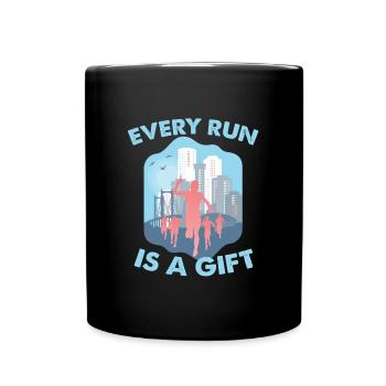 Every run is a gift - Tasse einfarbig - Schwarz - Vorne