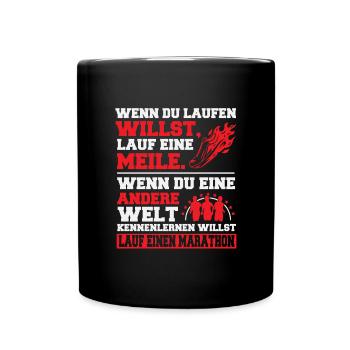 Marathon: Lerne eine andere Welt kennen! - Tasse einfarbig - Schwarz - Vorne