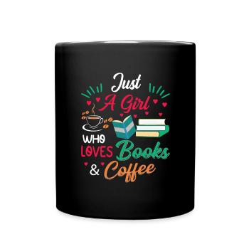 Drinking coffee Reading books being happy - Full Colour Mug - black - Front
