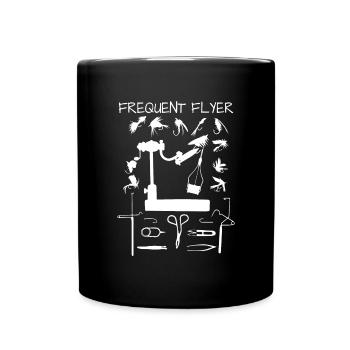 H�ufiger Flyer lustiger Angler Fischer Fliegenfisc - Tasse einfarbig - Schwarz - Vorne
