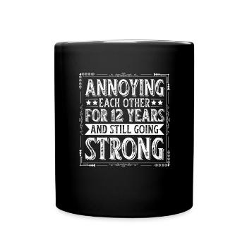Married for 12 years - wedding anniversary - Full Colour Mug - black - Front