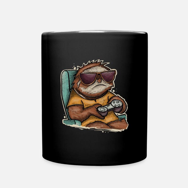 Faultier Gaming Gamer - Tasse einfarbig - Schwarz