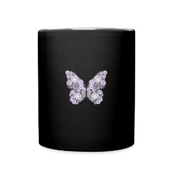 Schmetterling aus Blumen Insekt Schwarm Falter - Tasse einfarbig - Schwarz - Vorne