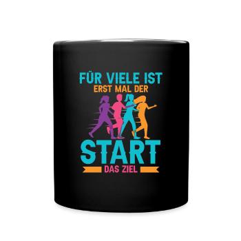 Laufen: Der Start ist das Ziel - Tasse einfarbig - Schwarz - Vorne