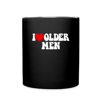 Ich liebe �ltere M�nner rote Herz Frauen Ich liebe - Tasse einfarbig - Schwarz - Vorne