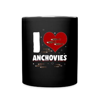 Sardellen Fische Sardinien Geschenk - Tasse einfarbig - Schwarz - Vorne