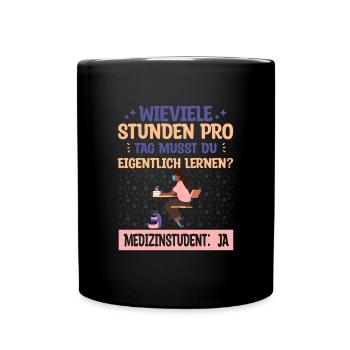Wie viele Stunden muss man lernen? - Tasse einfarbig - Schwarz - Vorne