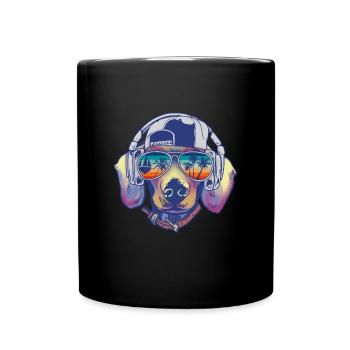 Dog with cool sunglasses for holidaymakers - Full Colour Mug - black - Front